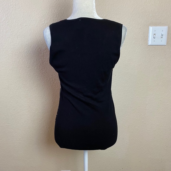 Verve Black Rose Floral Sequin Sweater Tank Top Size Medium - Picture 5 of 8